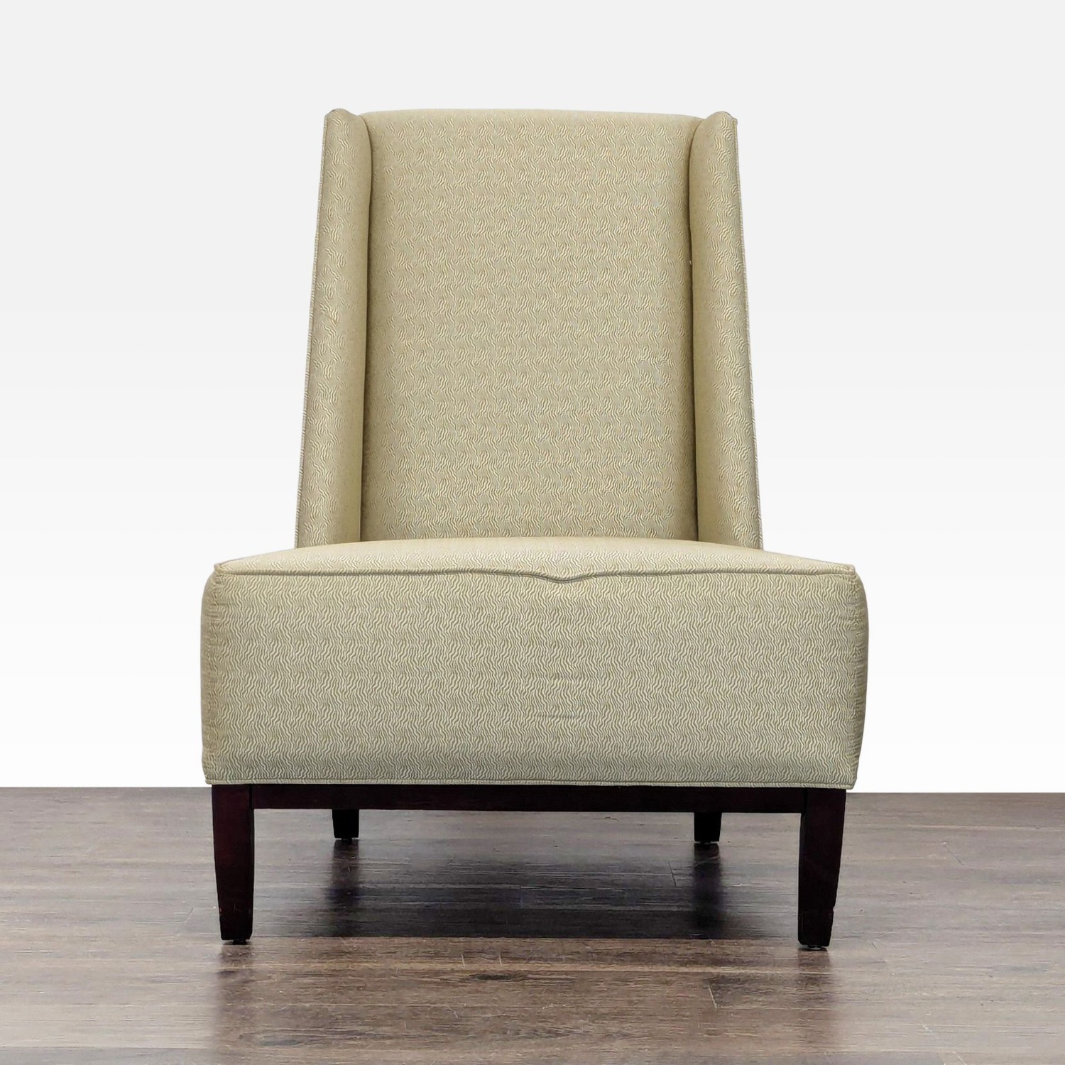 Modern Beige High-Back Lounge Chair with Wooden - image-2