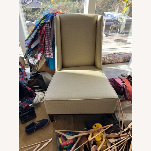 Used Modern Beige High-Back Lounge Chair with Wooden for sale on AptDeco