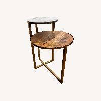 CISCO Brothers Marble and Wood Side Table