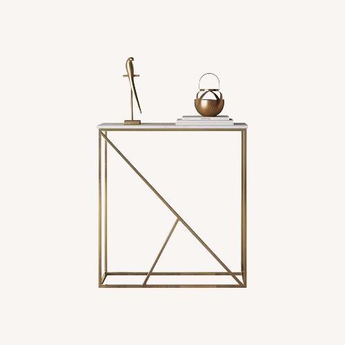 Used CISCO Brothers Marble Side Table with Gold Metal Legs for sale on AptDeco