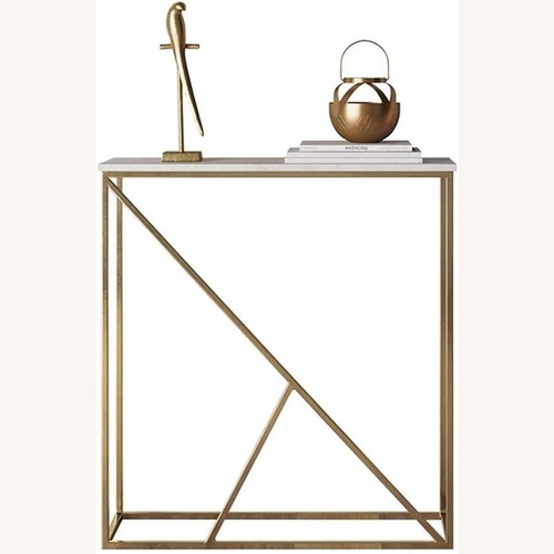 Used CISCO Brothers Marble Side Table with Gold Metal Legs for sale on AptDeco