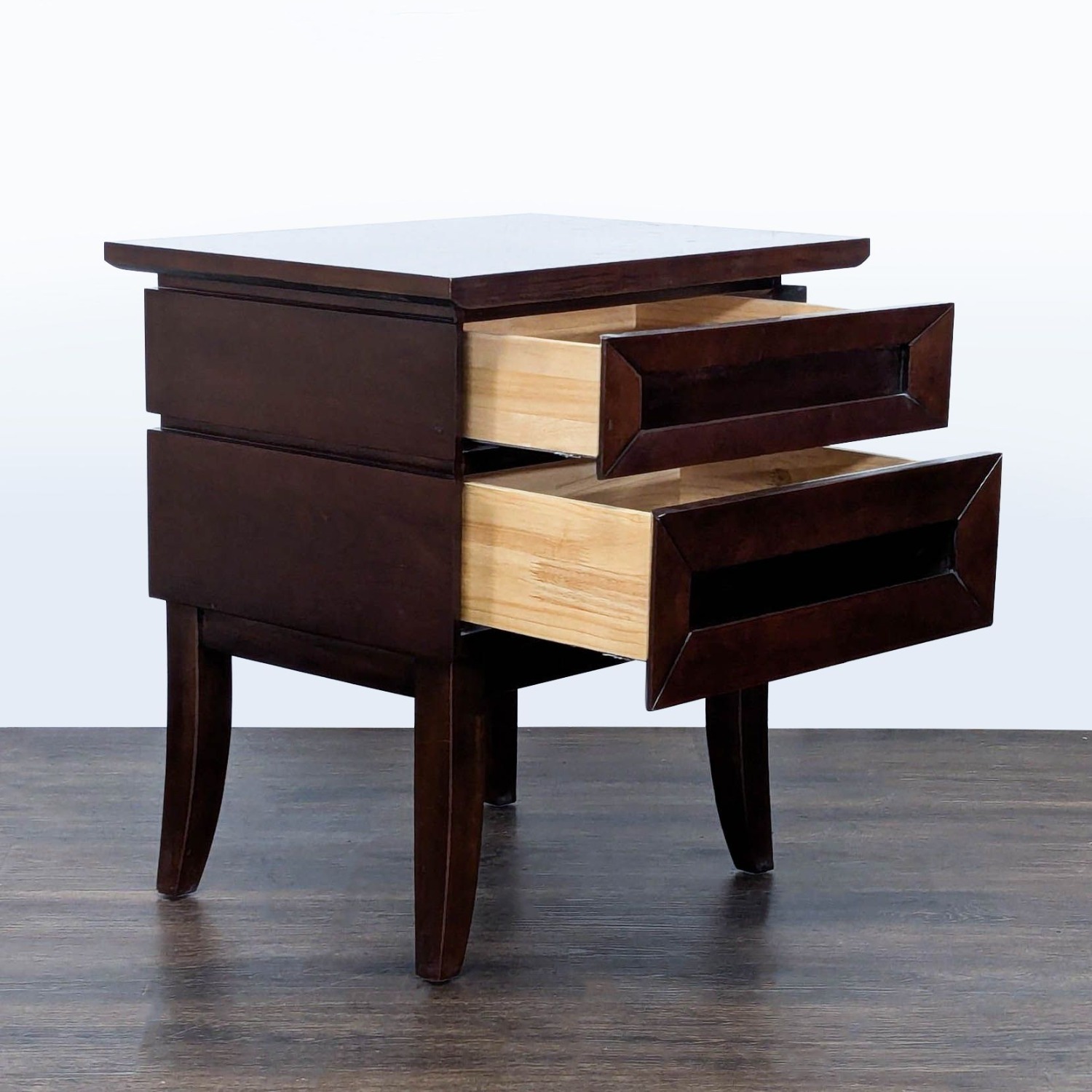 Two Drawer Wood Nightstand - image-2