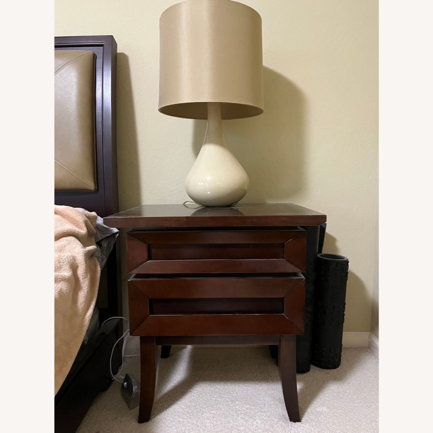 Two Drawer Wood Nightstand - image-8