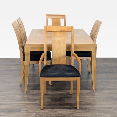 Used Ethan Allen 6-Piece Dining Set with Black Chairs for sale on AptDeco