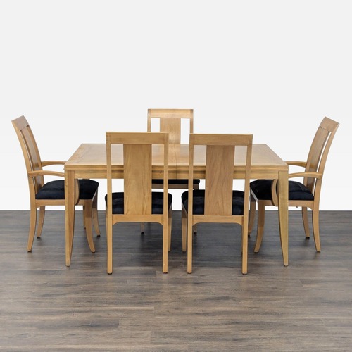Used Ethan Allen 6-Piece Dining Set with Black Chairs for sale on AptDeco