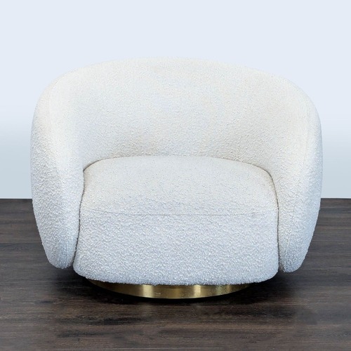 Used Eichholtz Brice White Boucle Swivel Chair  for sale on AptDeco