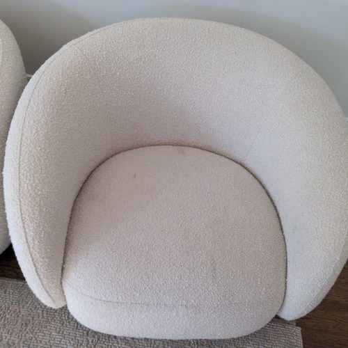 Used Eichholtz Brice White Boucle Swivel Chair  for sale on AptDeco