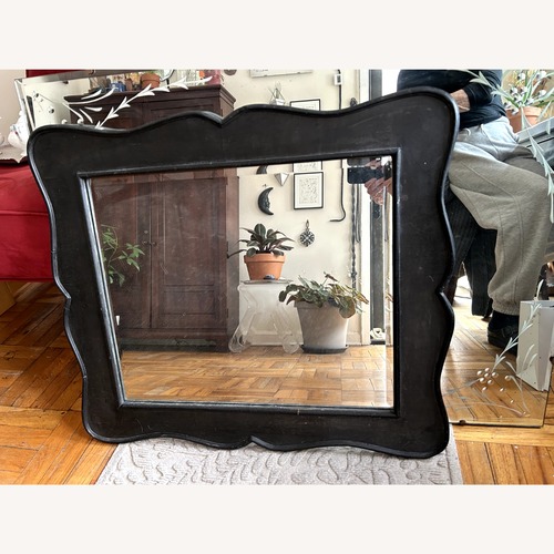 Used Pottery Barn Dark Brown Wood Wall Mirror for sale on AptDeco