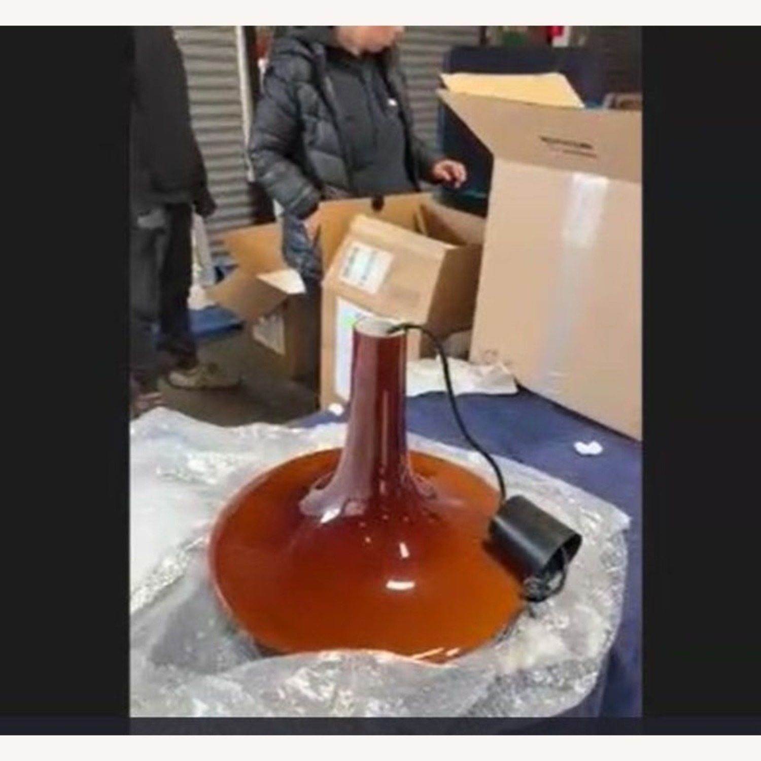 Vintage Mid-Century Modern Brown Glass Pendant - image-1