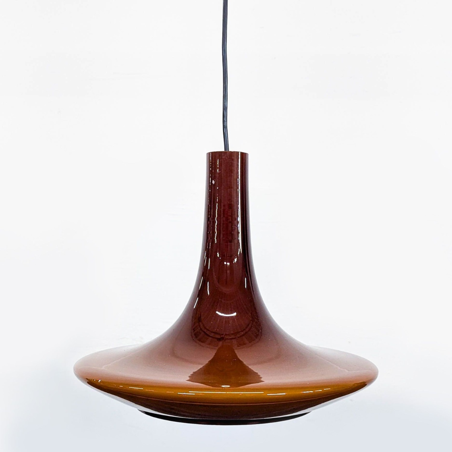 Vintage Mid-Century Modern Brown Glass Pendant - image-6