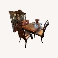 Wood and Glass Dining Table with 8 Chairs