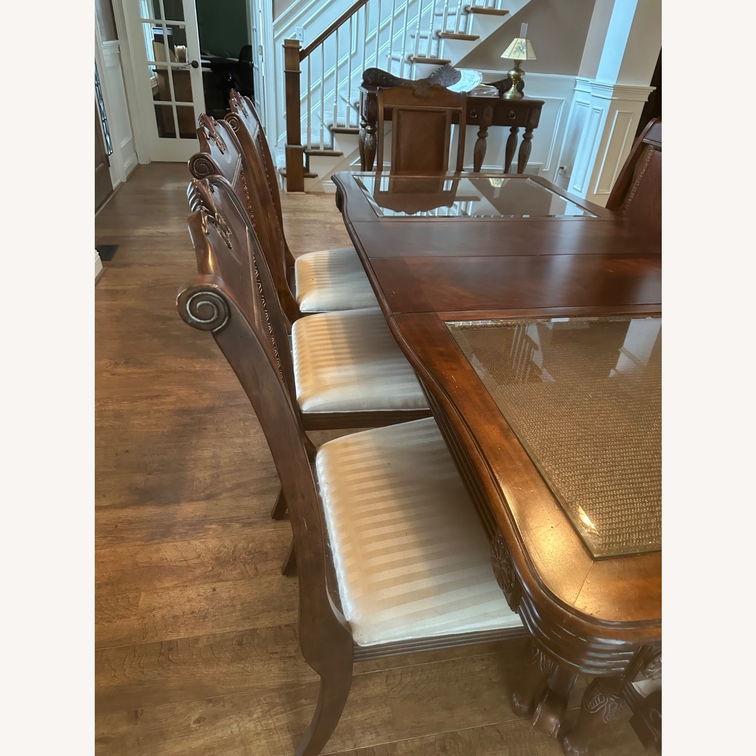 Wood and Glass Dining Table with 8 Chairs - image-8