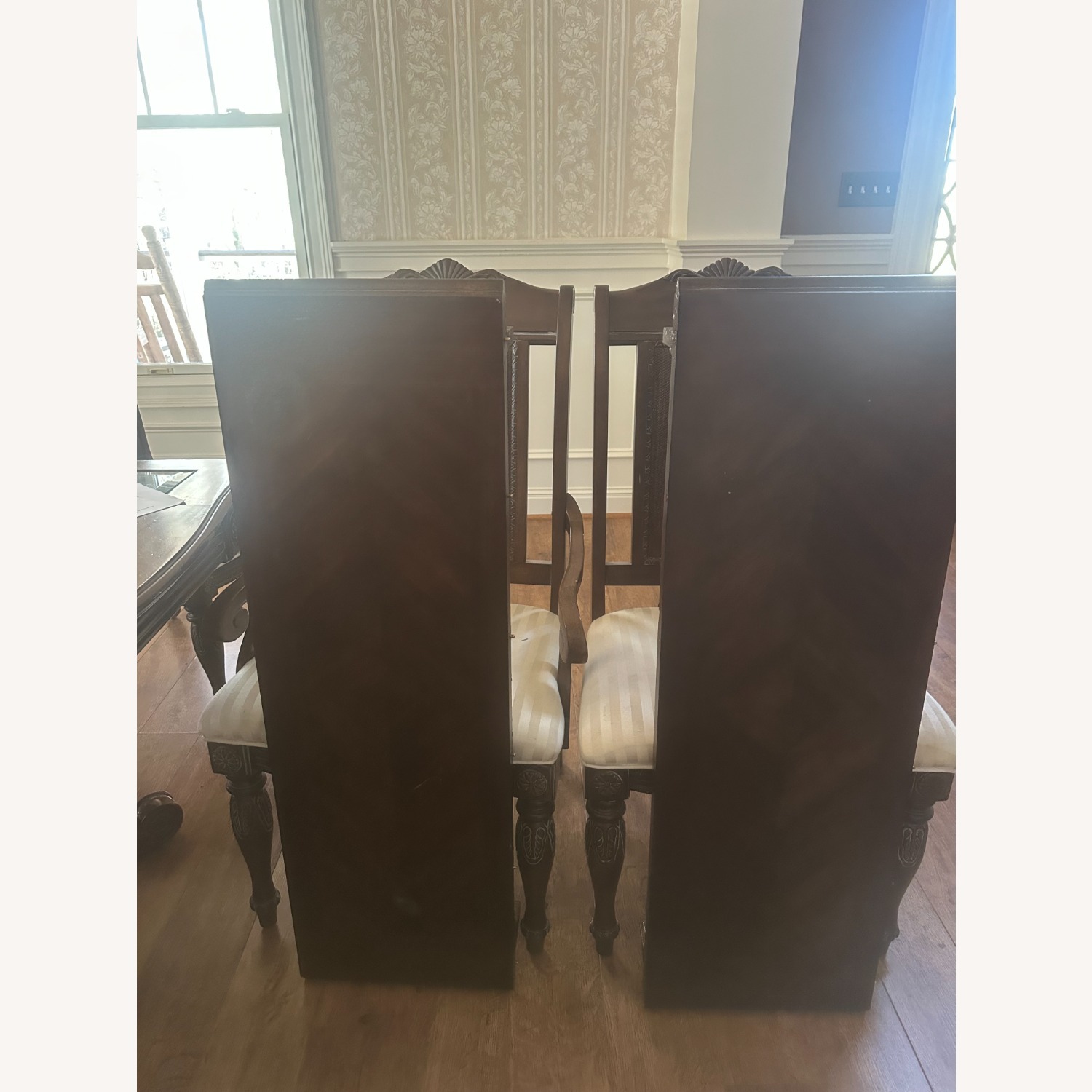 Wood and Glass Dining Table with 8 Chairs - image-5
