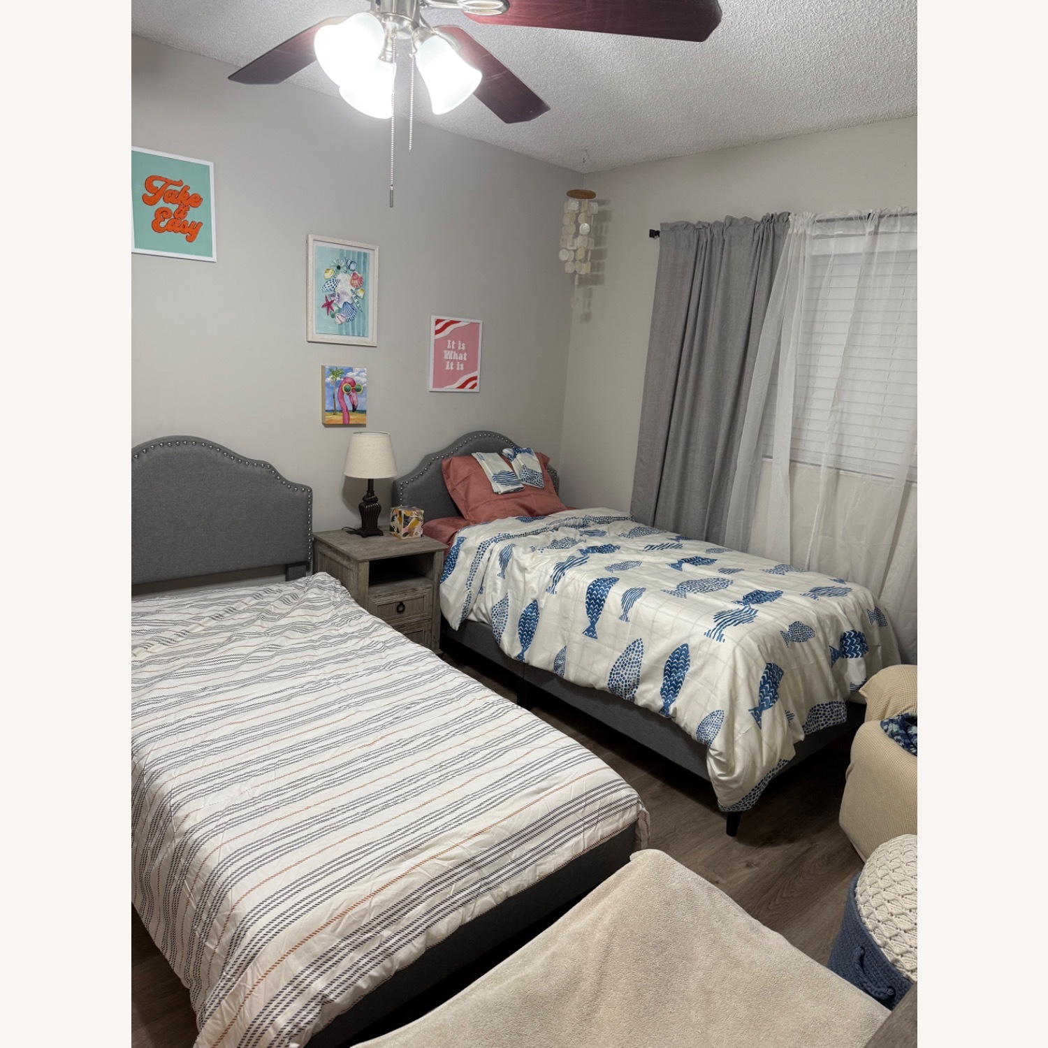 Amazon Light Gray Fabric Twin Bed - image-2