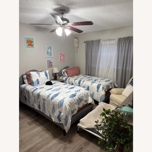 Used Amazon Light Gray Fabric Twin Bed for sale on AptDeco