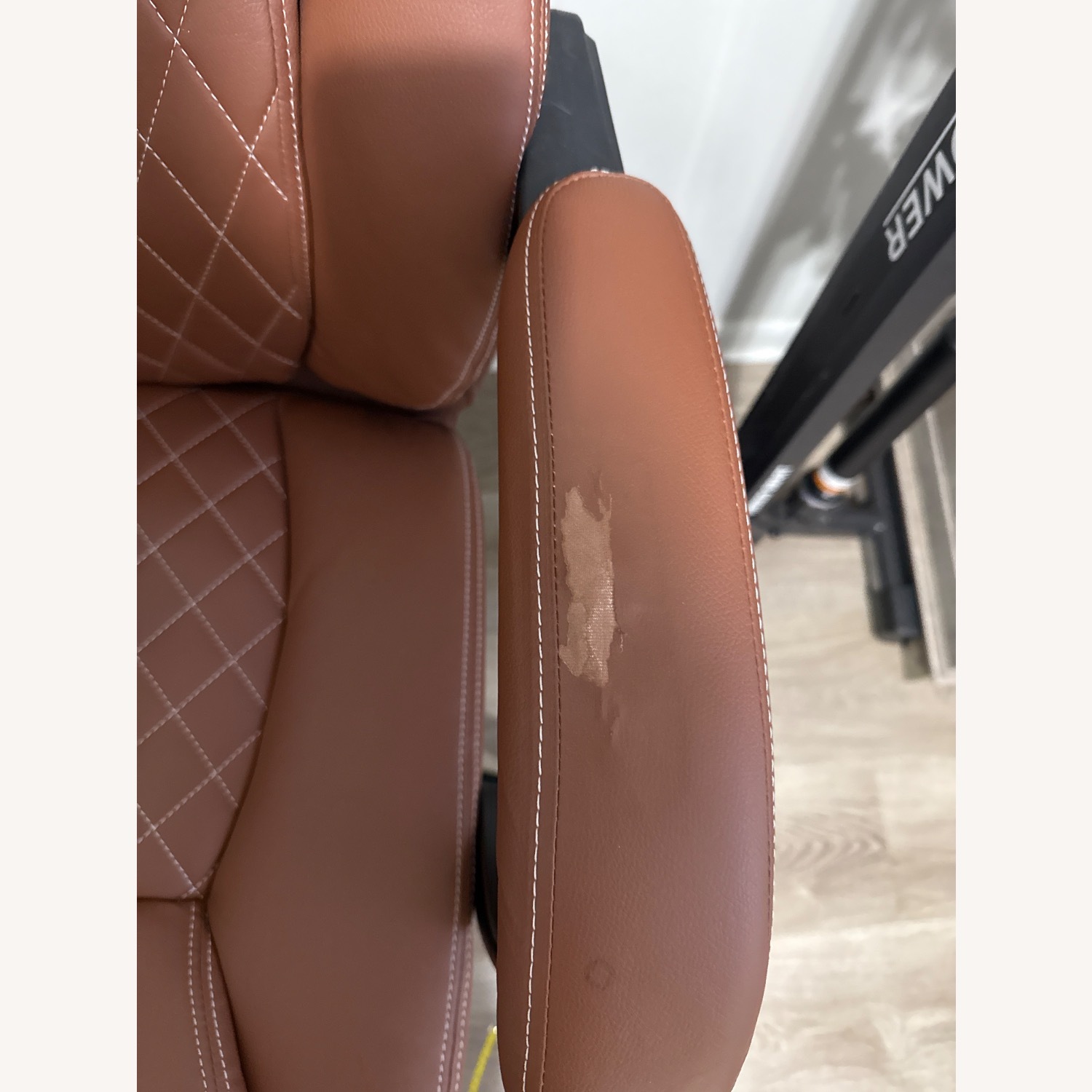 Amazon Light Brown Faux Leather Office Chair - image-3