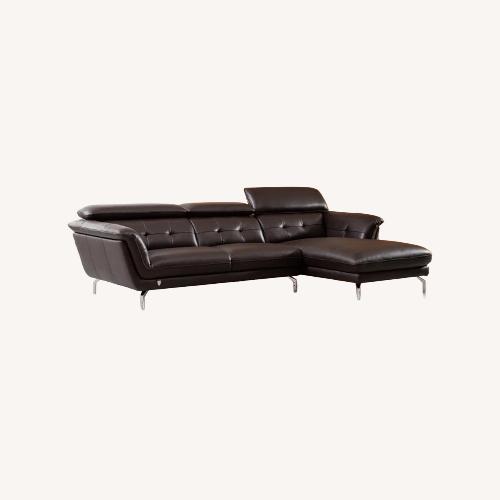 Used Navya Dark Brown Leather 2 Piece Sectional for sale on AptDeco