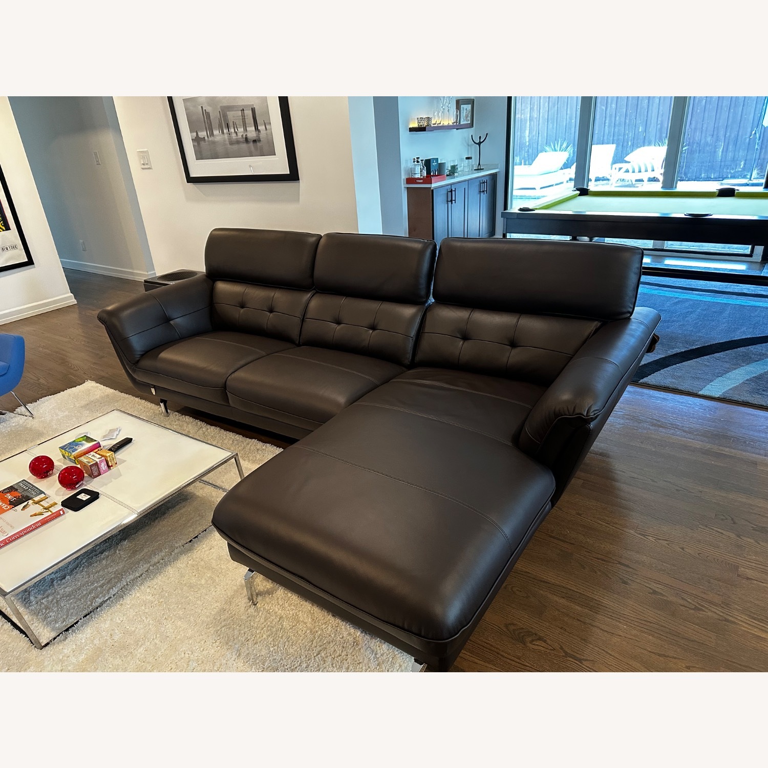 Navya Dark Brown Leather 2 Piece Sectional - image-1