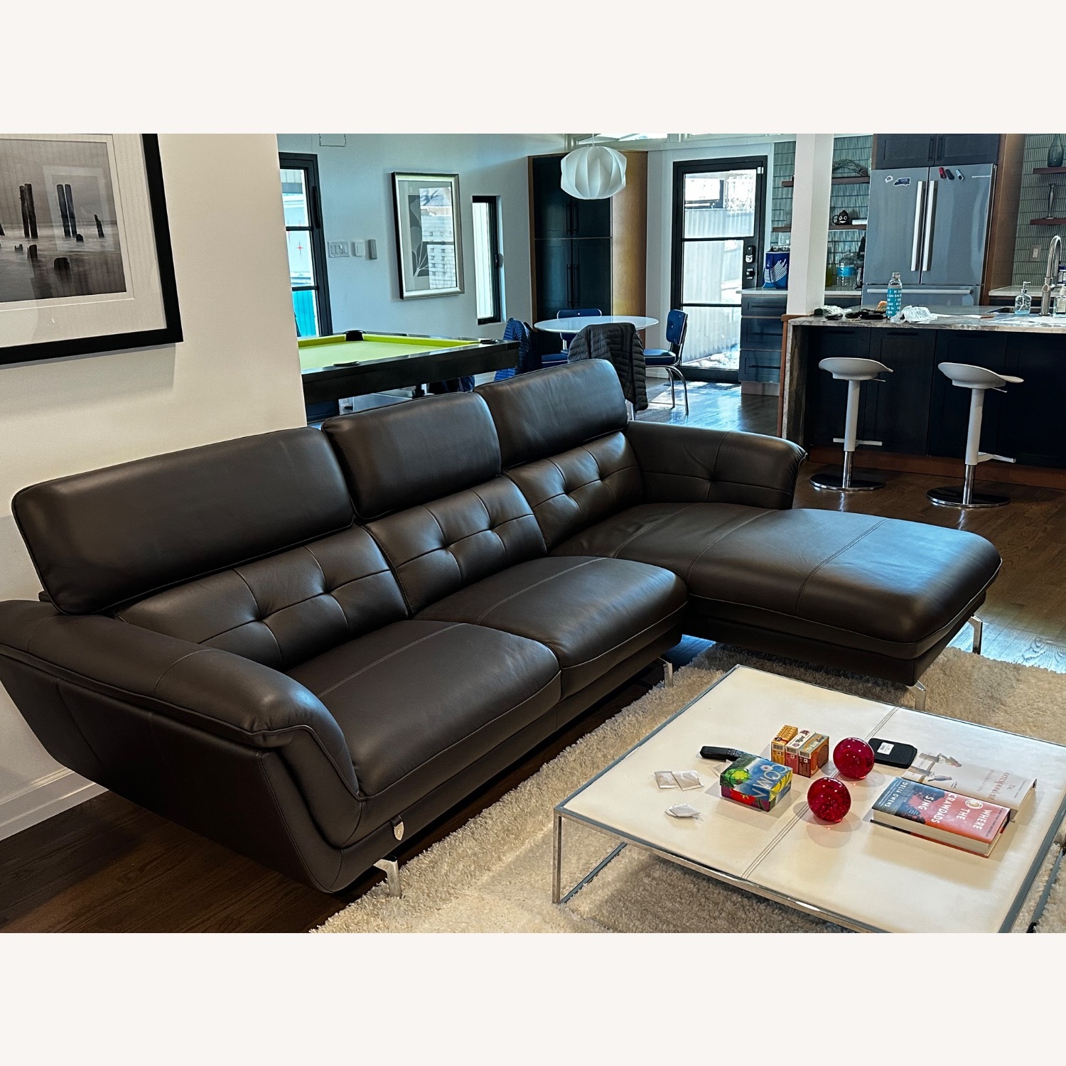 Navya Dark Brown Leather 2 Piece Sectional - image-2