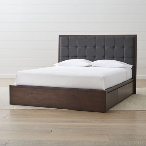 Used Crate & Barrel Hayden Dark Brown Wood Queen Bed for sale on AptDeco