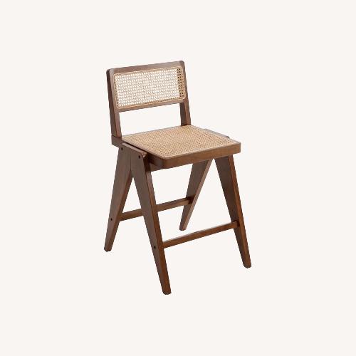Used Amazon Natural Wood Rattan Stools for sale on AptDeco