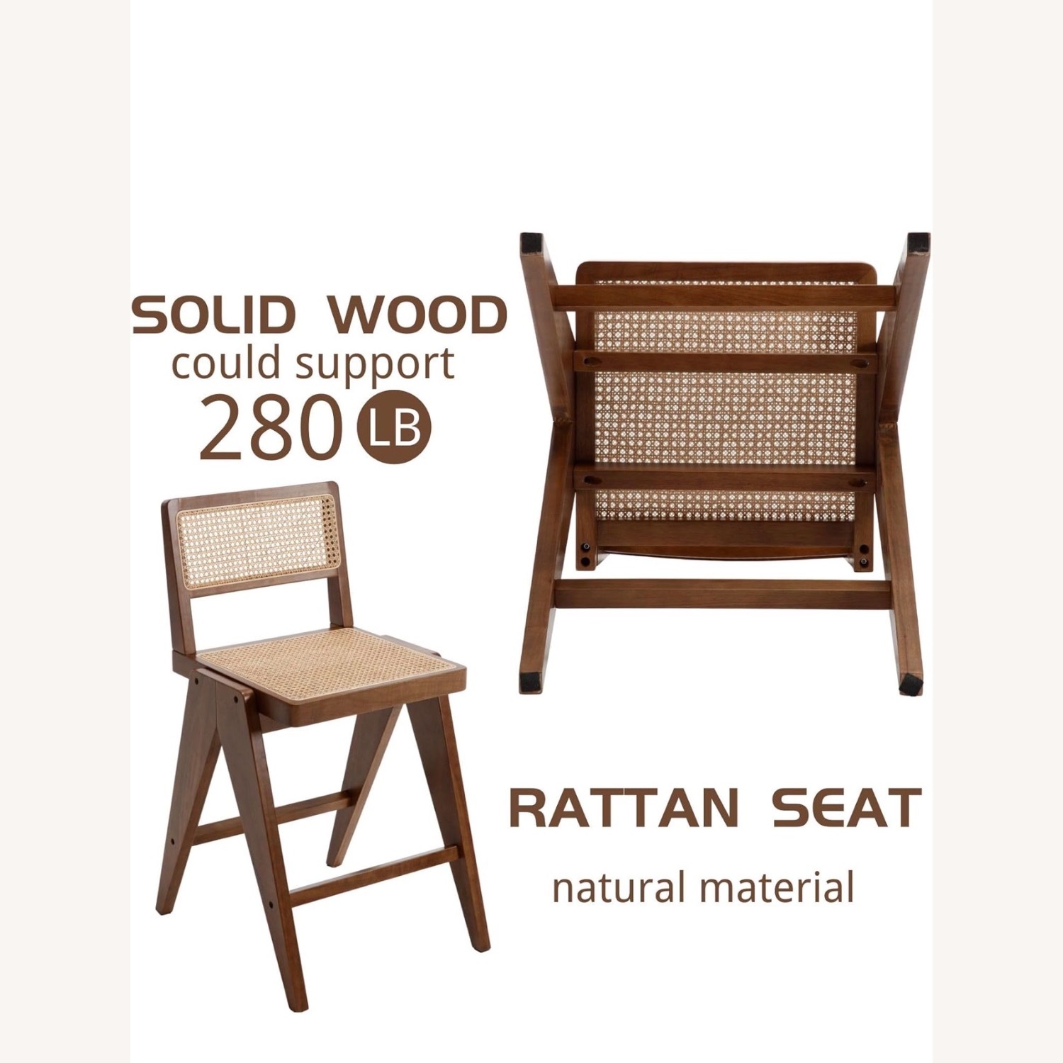Amazon Natural Wood Rattan Stools - image-1