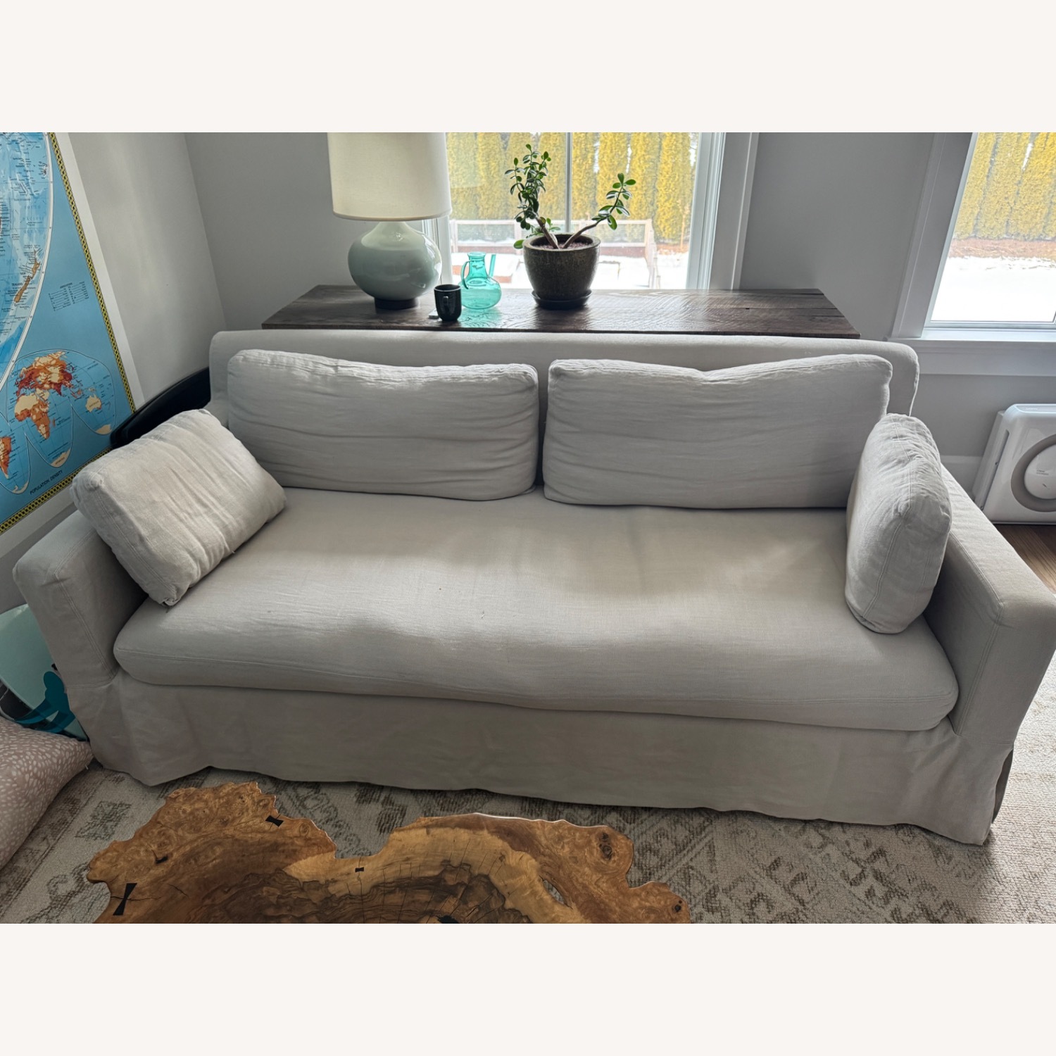 Restoration Hardware Belgian Track Arm Bench-Cushion Sofa - image-1