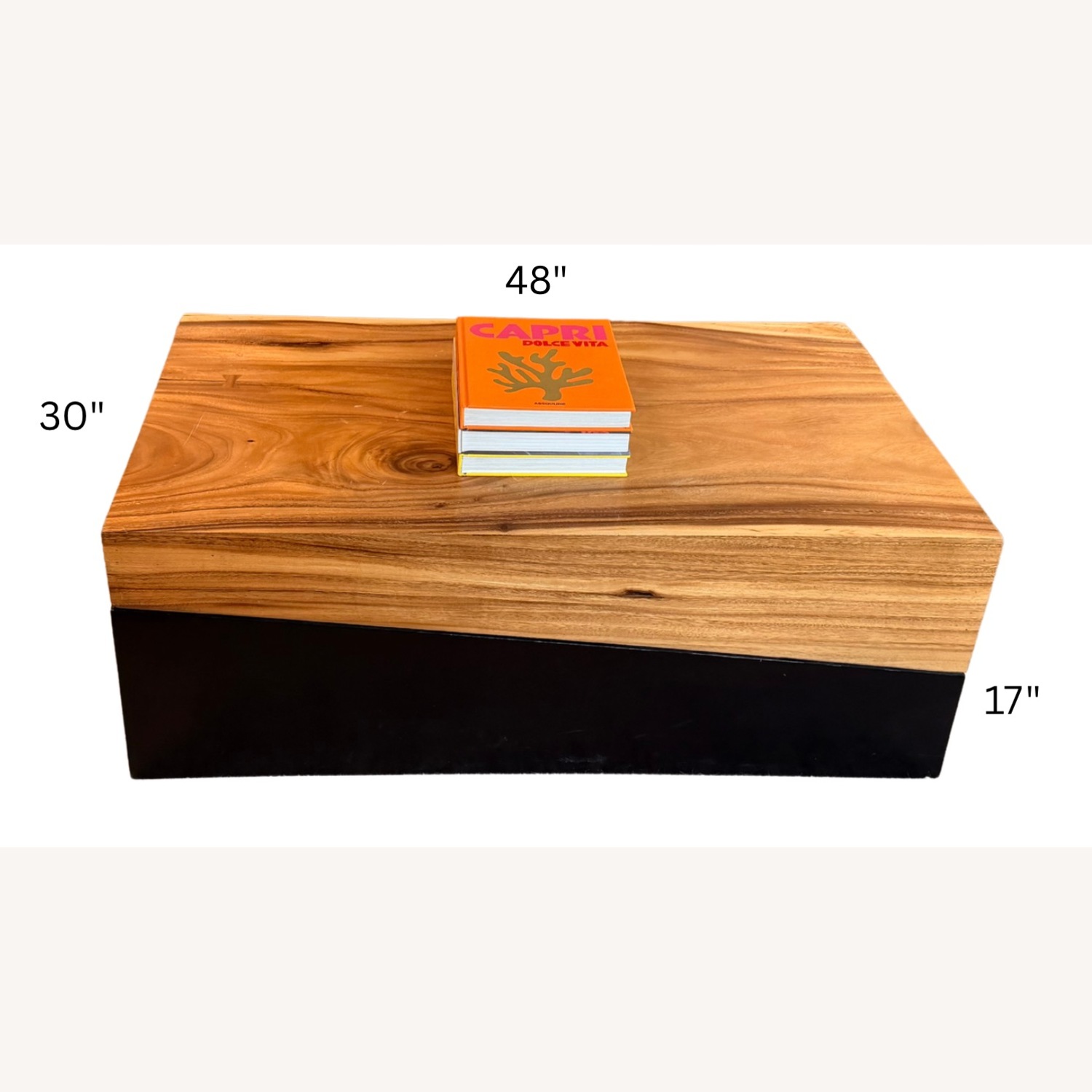 Natural Wood/Black Coffee Table - image-1