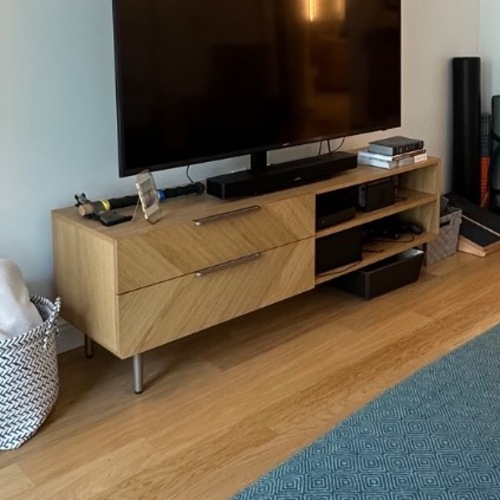 Used Article Mira Natural Wood Media Storage for sale on AptDeco