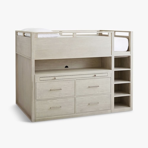 Used Pottery Barn Teen Light Gray Cleary Loft Bed for sale on AptDeco