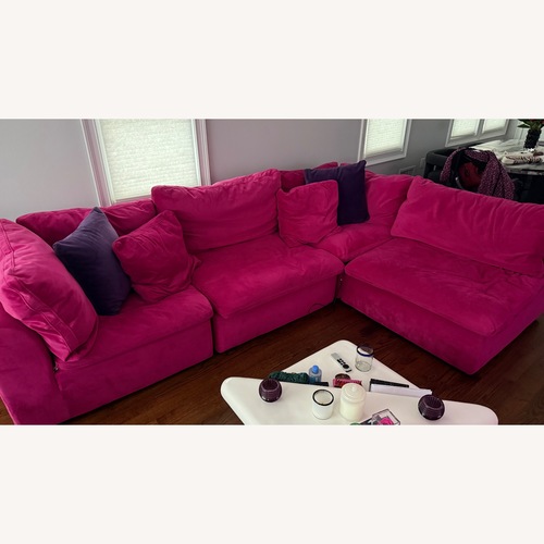Used Joybird Bryant Pink Fabric 3+ Piece Sectional for sale on AptDeco
