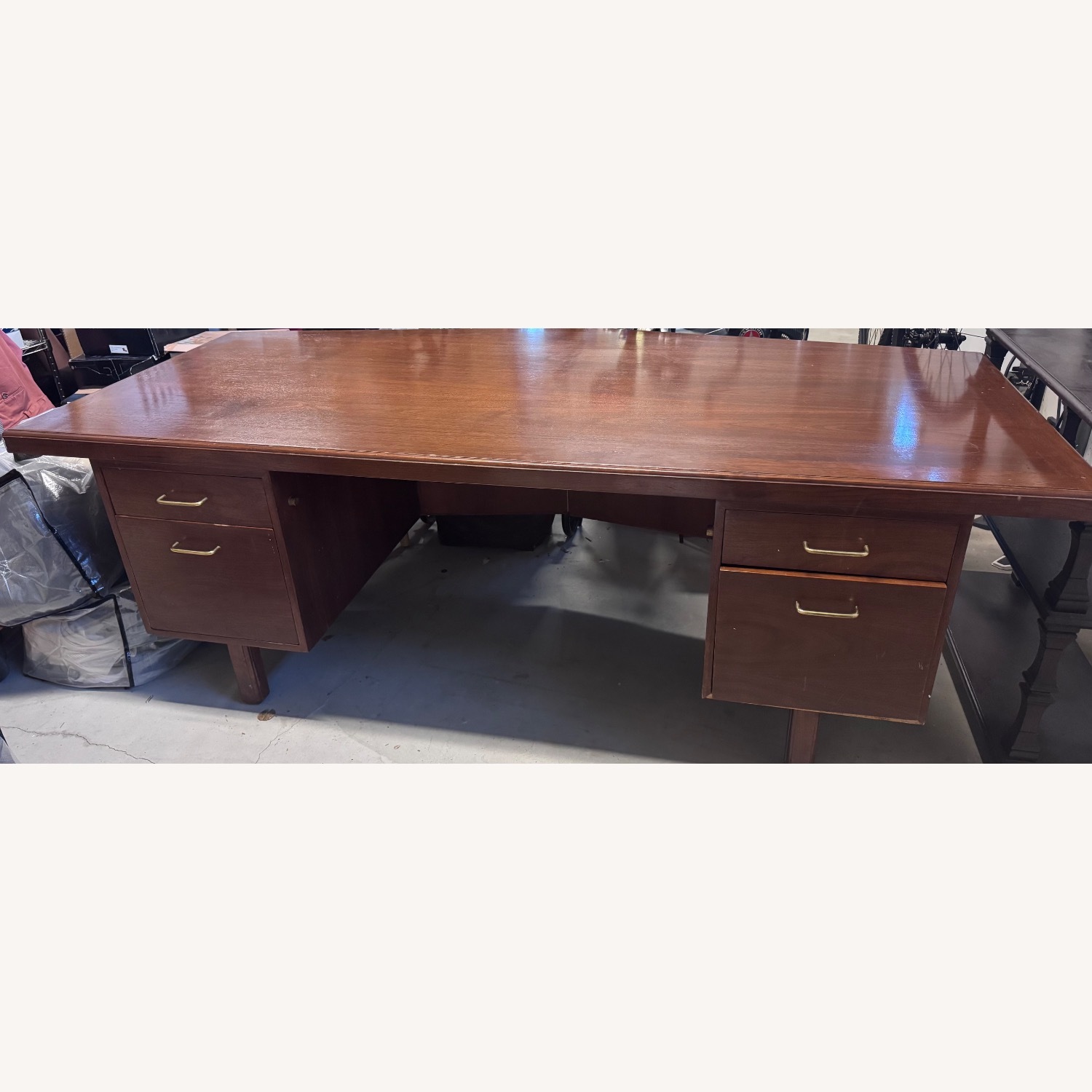 Mid-Century Modern Walnut Boomerang Executive Desk - image-7