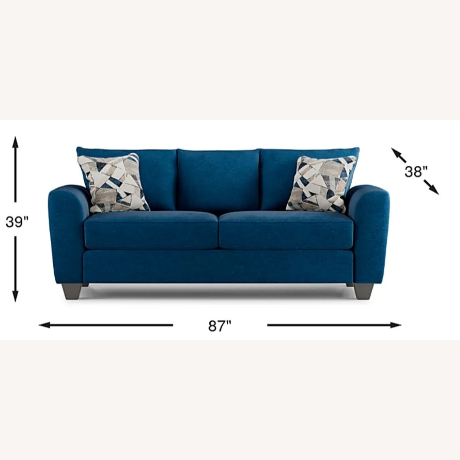 Rooms-To-Go Blue 2 Seater Couch - image-1