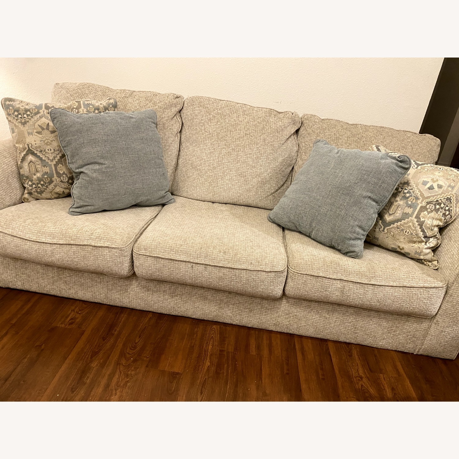 Ashley Furniture White Fabric 3+ Seater Sofa - image-6