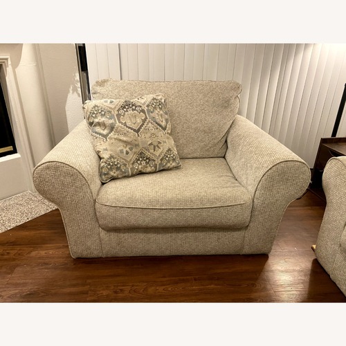 Used Ashley Furniture White Fabric Chair and a Half for sale on AptDeco