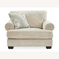Ashley Furniture White Fabric Chair and a Half
