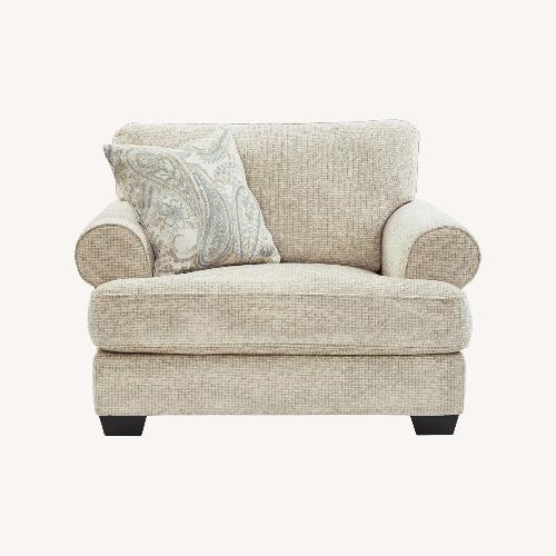 Used Ashley Furniture White Fabric Chair and a Half for sale on AptDeco