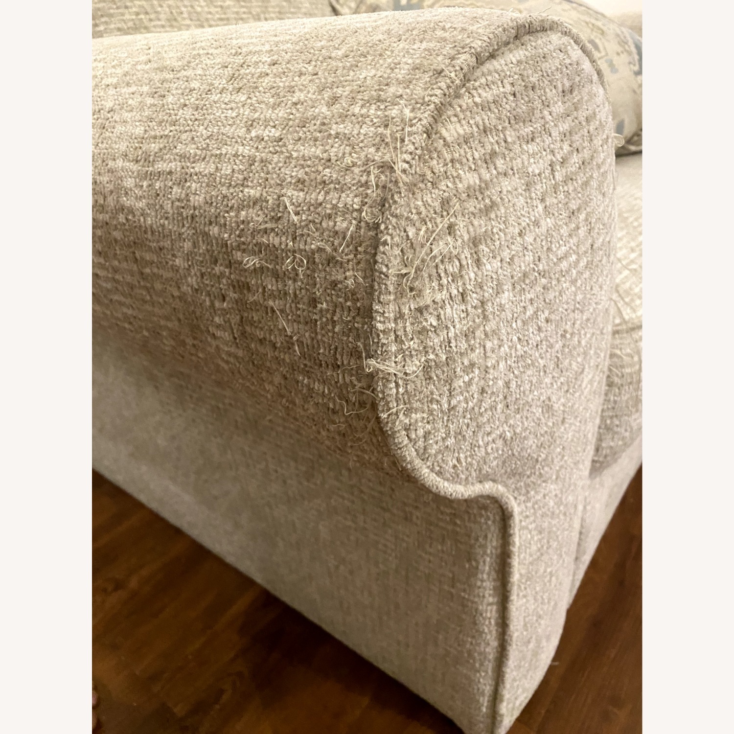 Ashley Furniture White Fabric Chair and a Half - image-4