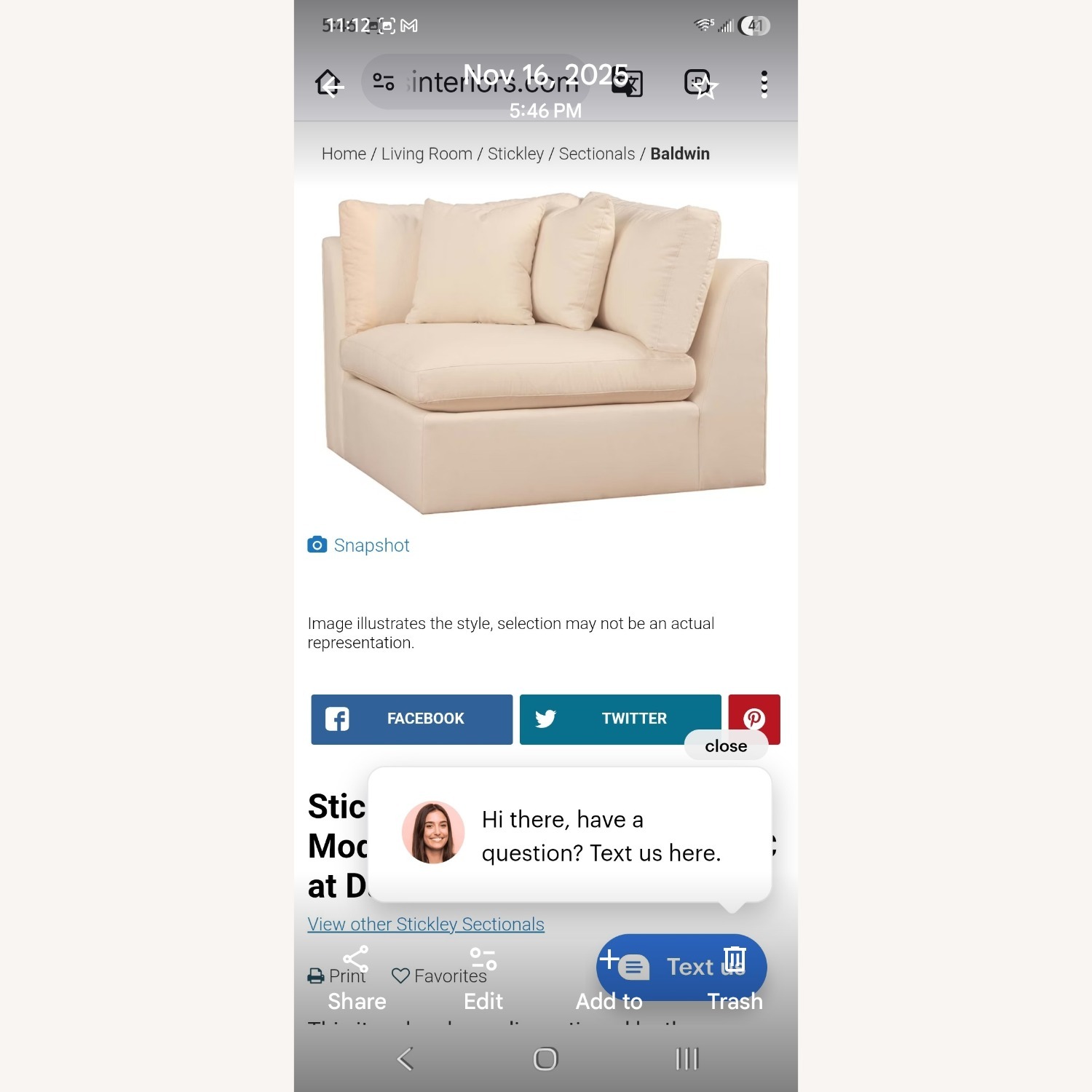 Stickley Audi & Co Baldwin Green Leather 3+ Seater Sofa - image-6