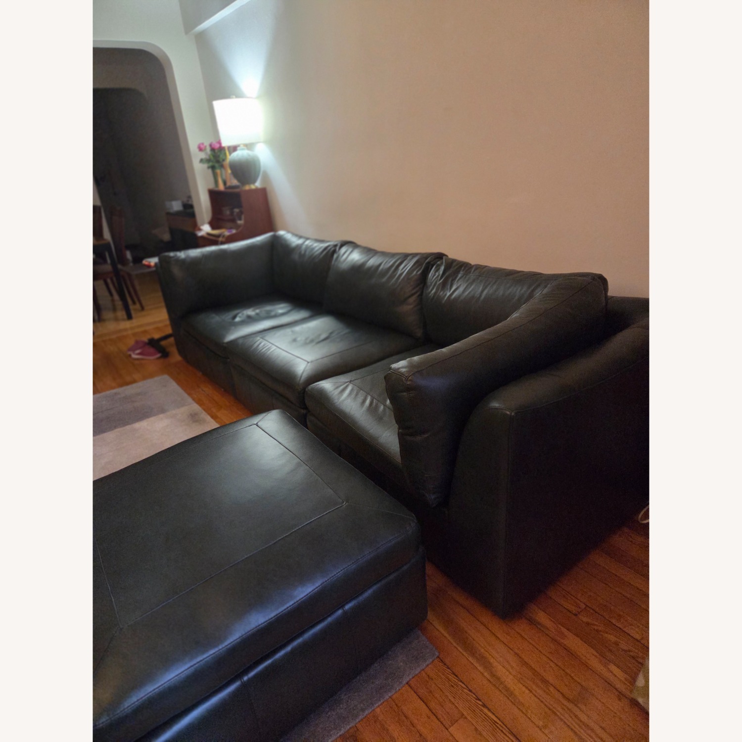 Stickley Audi & Co Baldwin Green Leather 3+ Seater Sofa - image-2