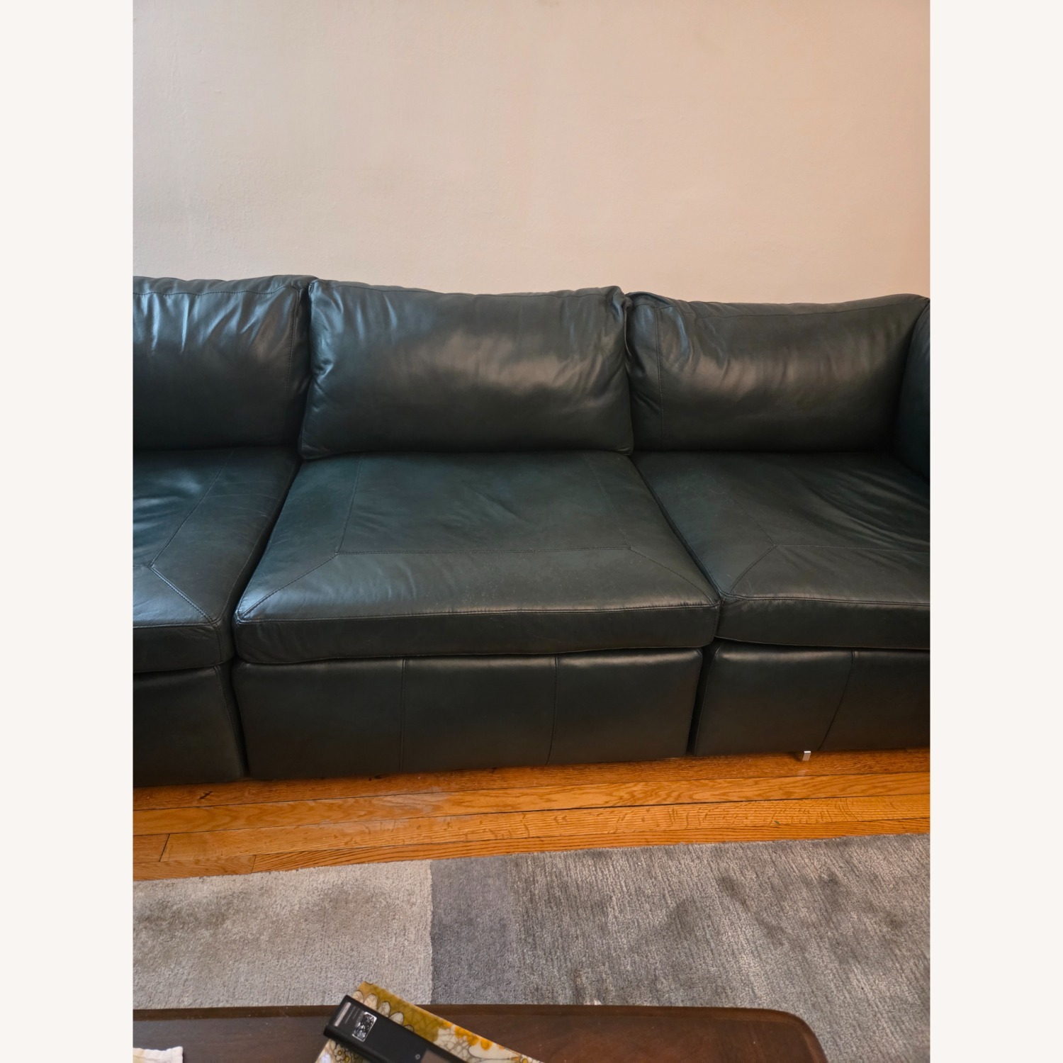 Stickley Audi & Co Baldwin Green Leather 3+ Seater Sofa - image-3