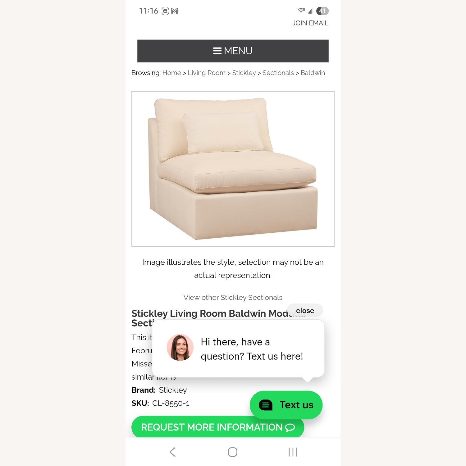 Stickley Audi & Co Baldwin Green Leather 3+ Seater Sofa - image-7