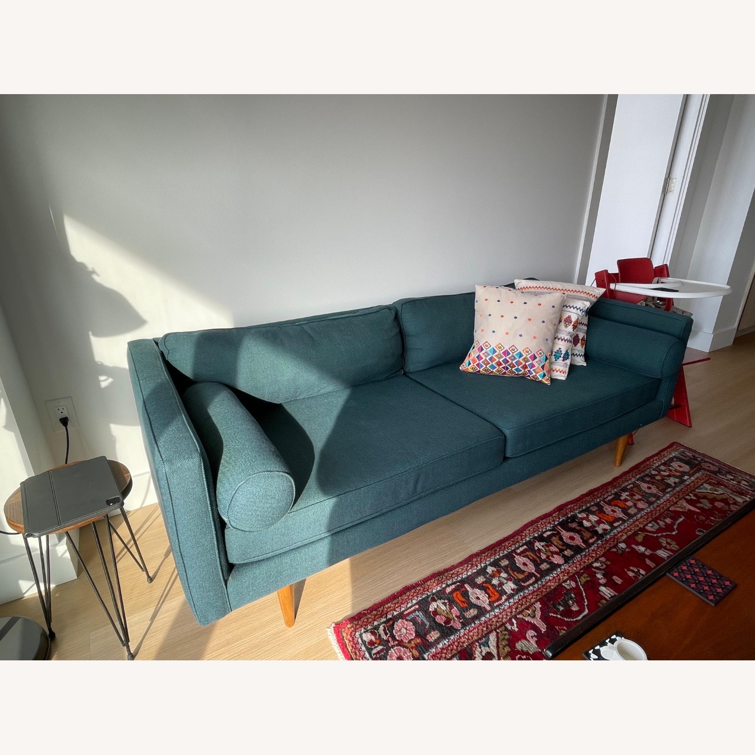 West Elm Monroe Teal Fabric 3+ Seater Sofa - image-3