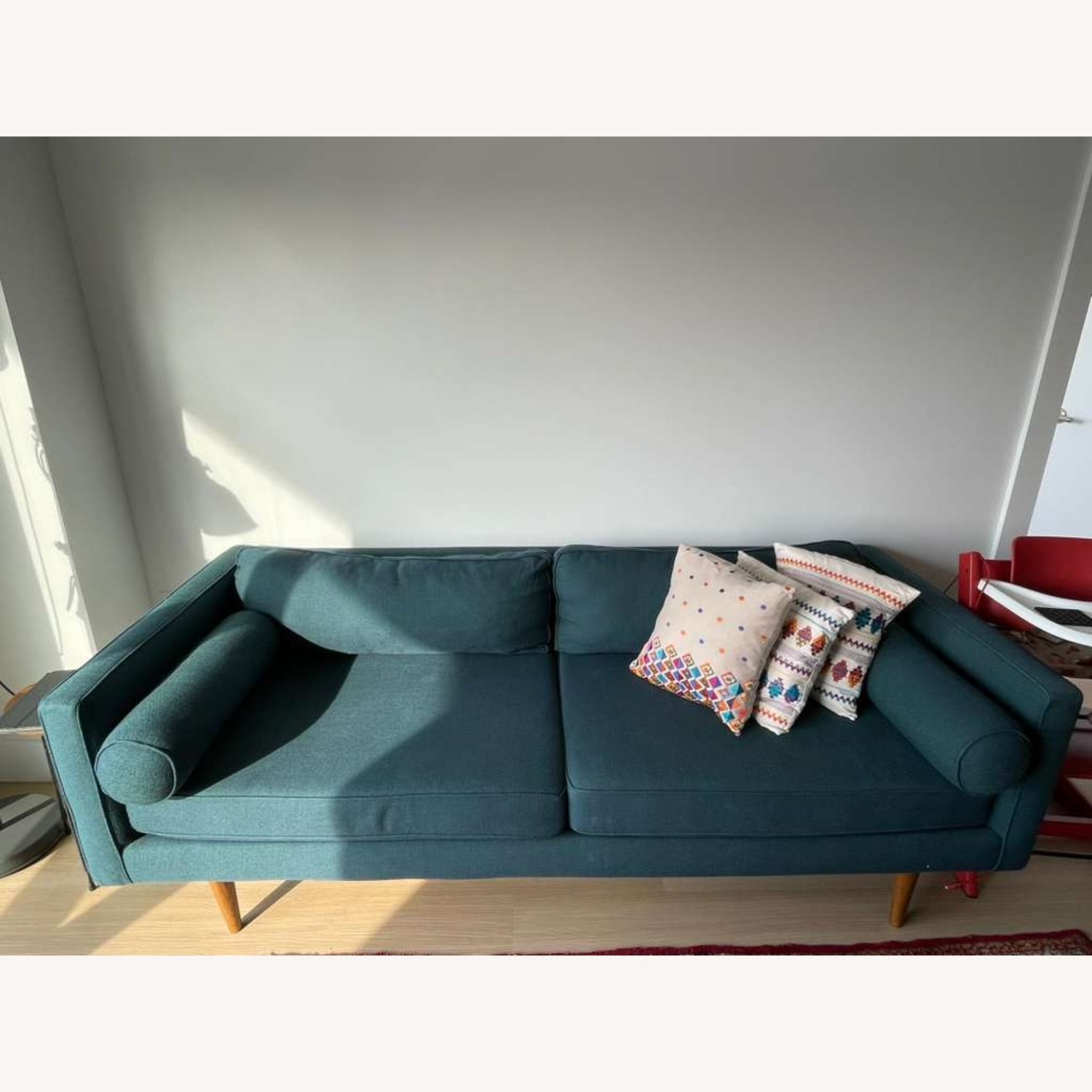 West Elm Monroe Teal Fabric 3+ Seater Sofa - image-1
