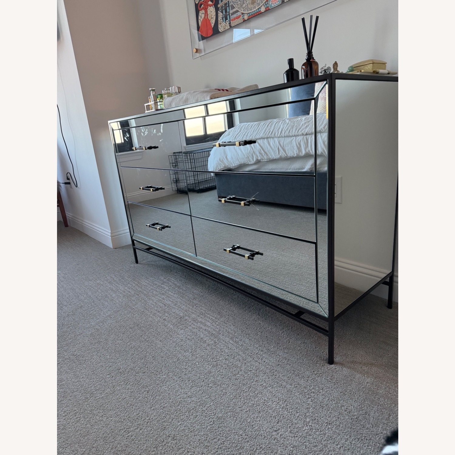 West Elm 6 Drawer Mirrored Dresser - image-1