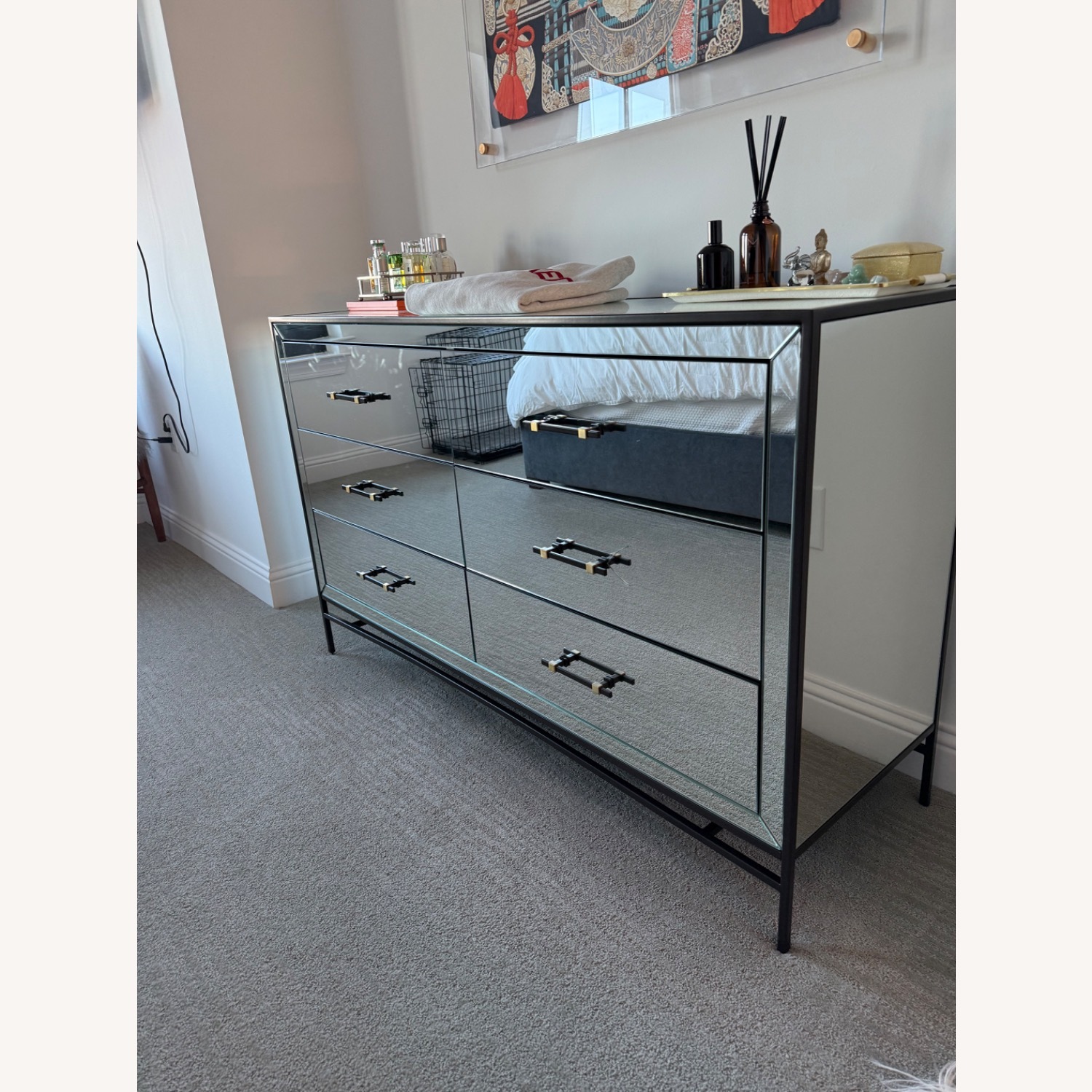 West Elm 6 Drawer Mirrored Dresser - image-2