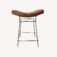 Vintage Milo Baughmagn Dark Brown Leather Stool