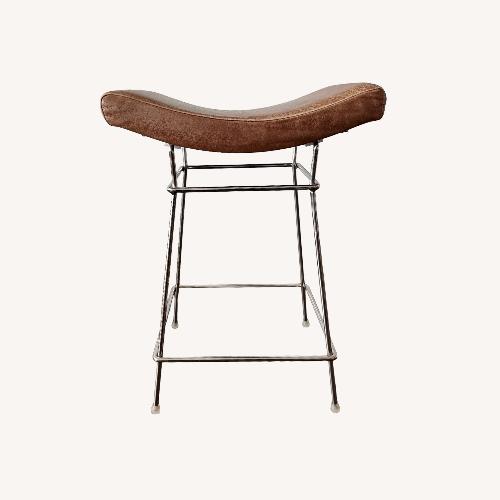 Used Vintage Milo Baughmagn Dark Brown Leather Stool for sale on AptDeco