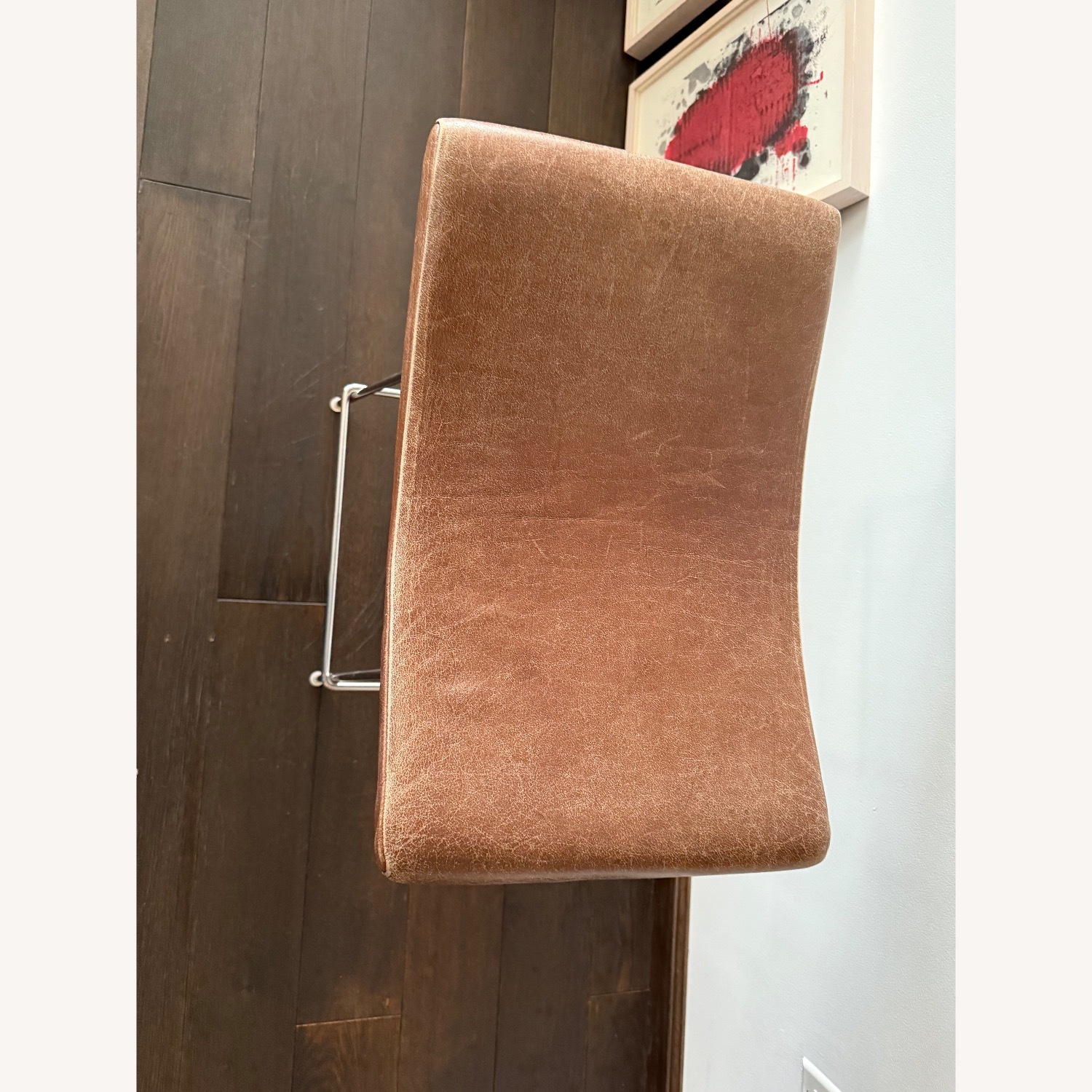 Vintage Milo Baughmagn Dark Brown Leather Stool - image-3