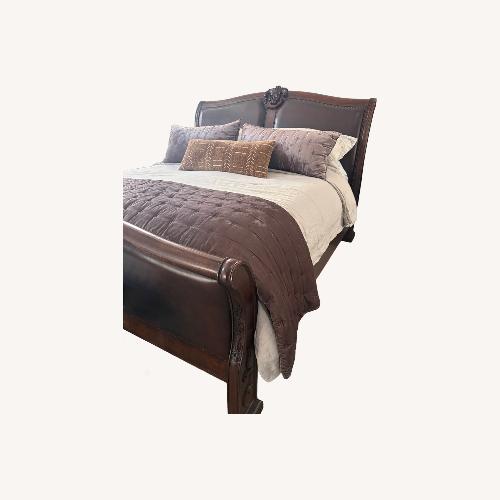 Used Hooker King Bed-Upholstered Leather Wood Mahogany  for sale on AptDeco